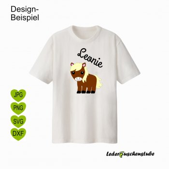 Plotterdatei Pony mit Namen und Shirt